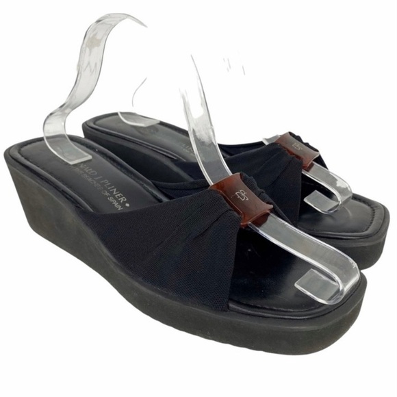 DONALD J PLINER Y2K Microfiber Foam Wedge Platform Sandal 11 Black - Picture 1 of 10
